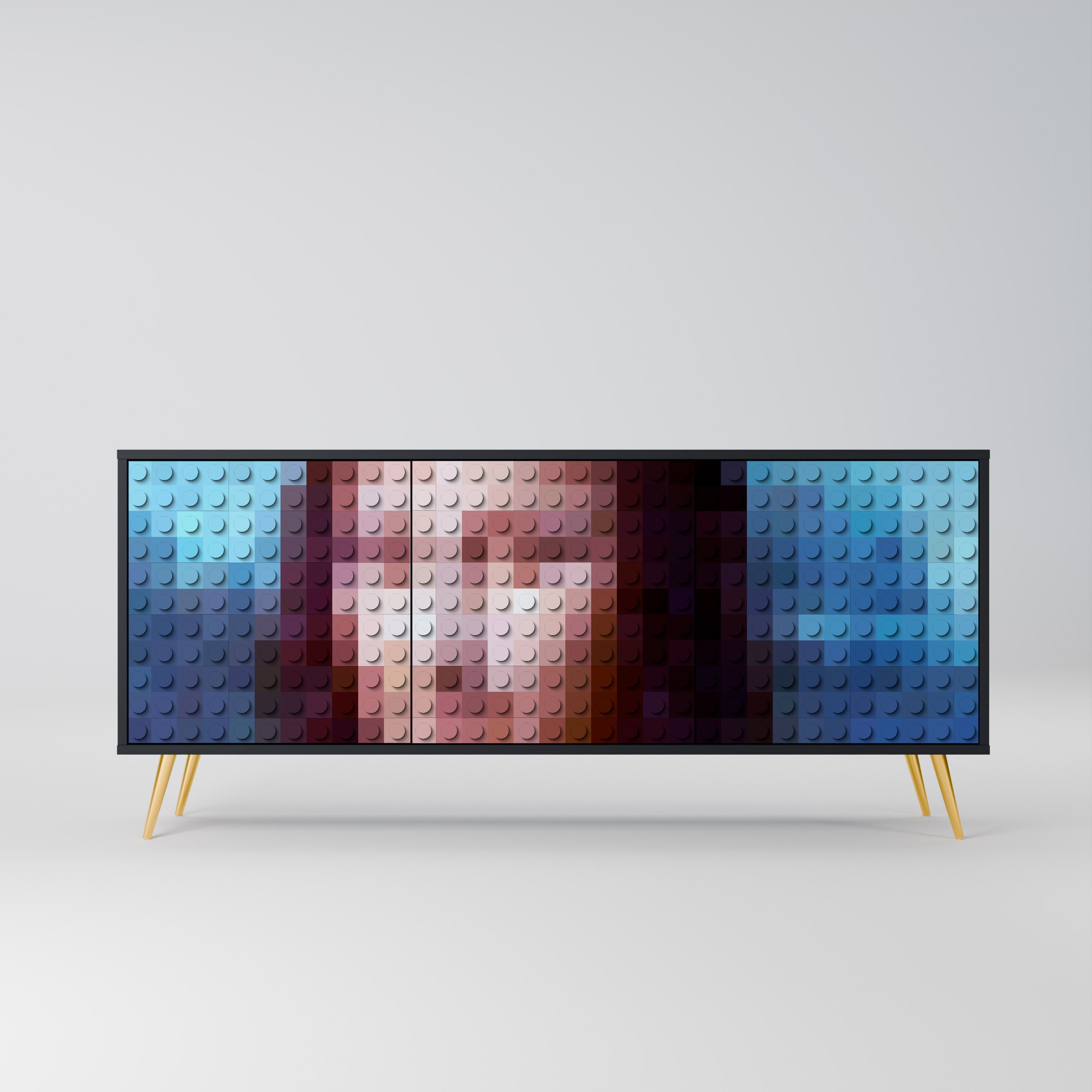 Buffet 3 portes CONSTRUCTIVE ART en finition noire