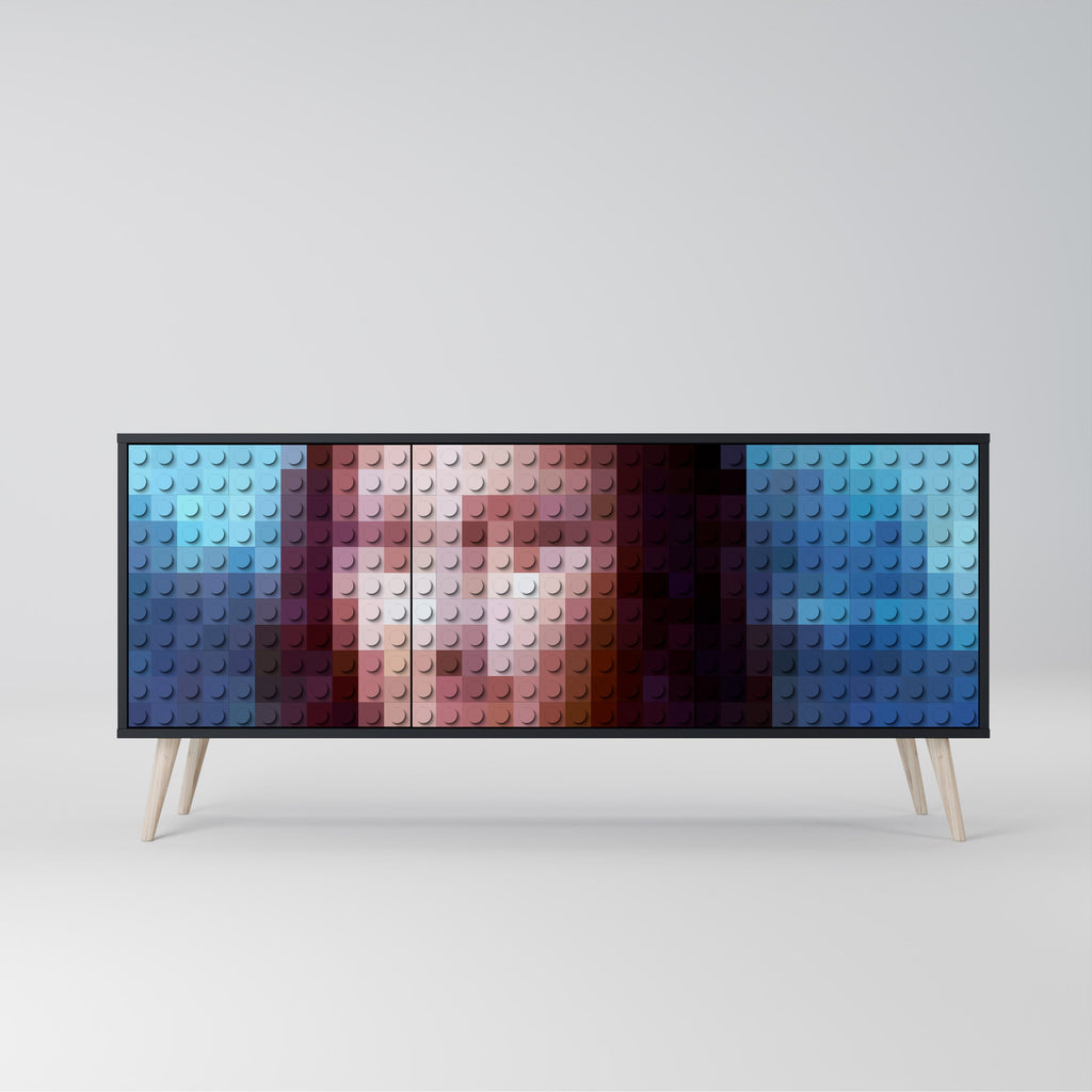 Buffet 3 portes CONSTRUCTIVE ART en finition noire