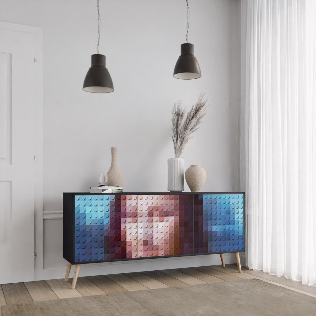 Buffet 3 portes CONSTRUCTIVE ART en finition noire