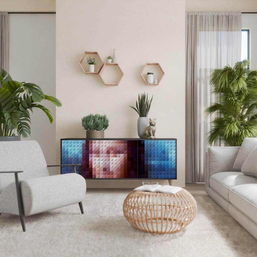 Buffet 3 portes CONSTRUCTIVE ART en finition noire