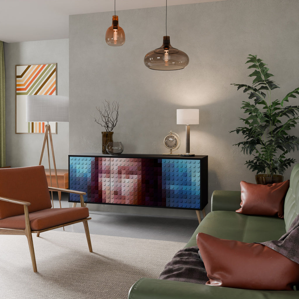 Buffet 3 portes CONSTRUCTIVE ART en finition noire