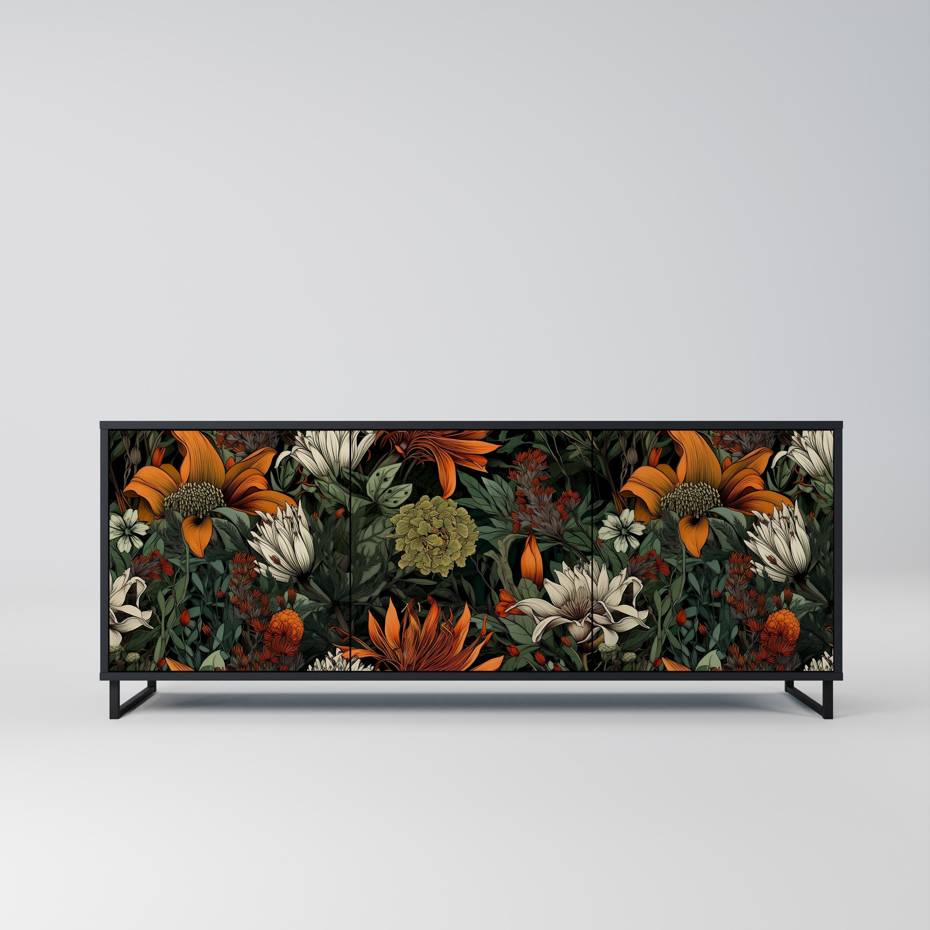 Buffet 3 portes MIDNIGHT SPROUT en finition noire