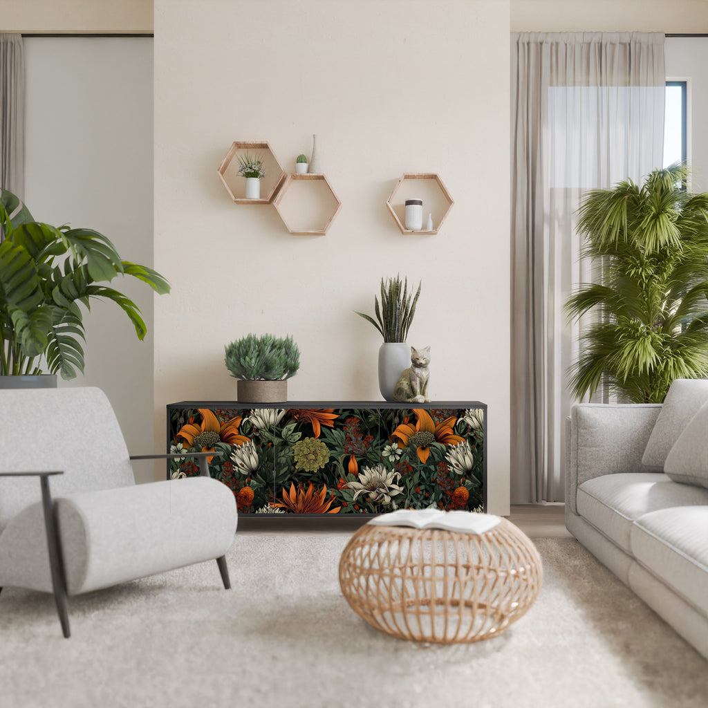 Buffet 3 portes MIDNIGHT SPROUT en finition noire