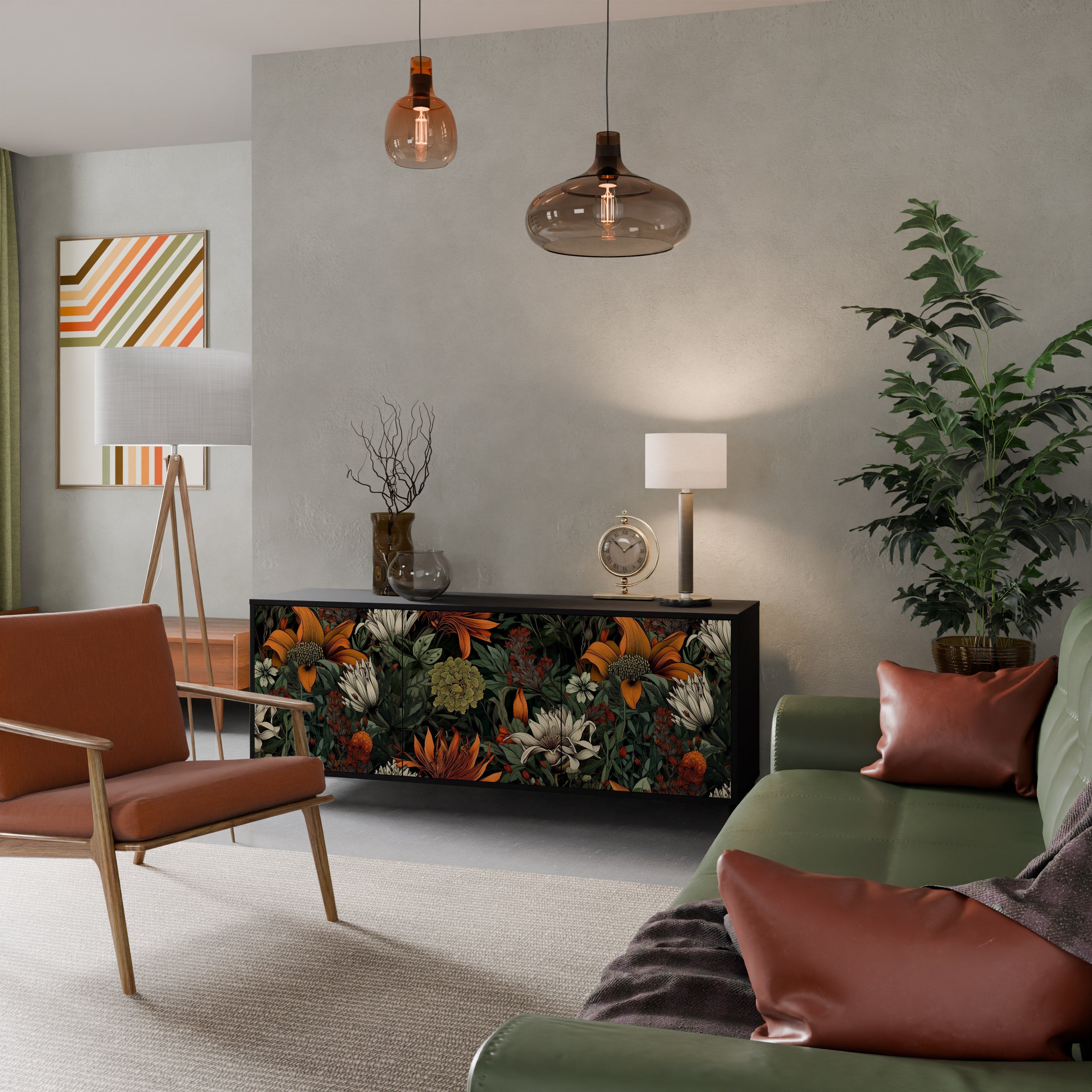 Buffet 3 portes MIDNIGHT SPROUT en finition noire