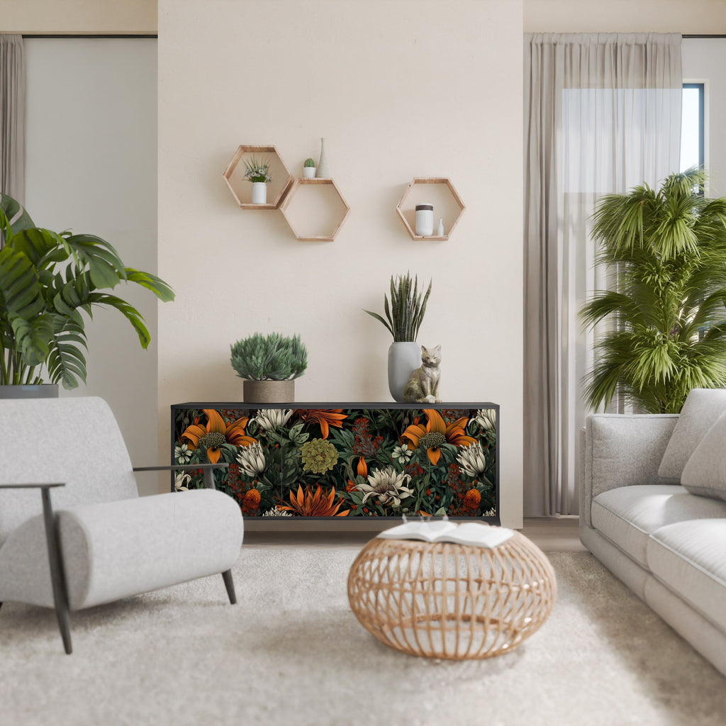 Buffet 3 portes MIDNIGHT SPROUT en finition noire