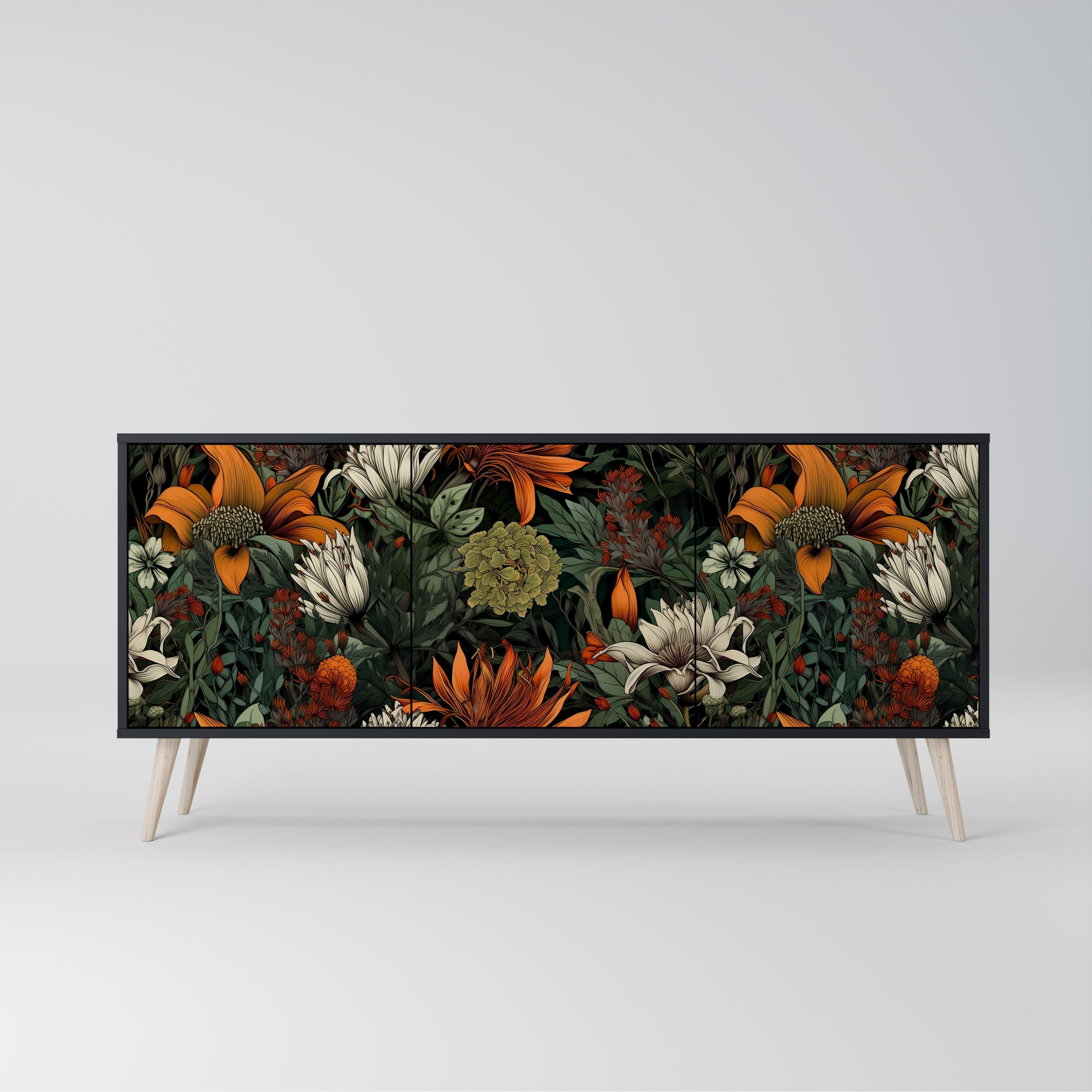 Buffet 3 portes MIDNIGHT SPROUT en finition noire