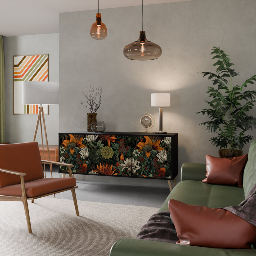 Buffet 3 portes MIDNIGHT SPROUT en finition noire