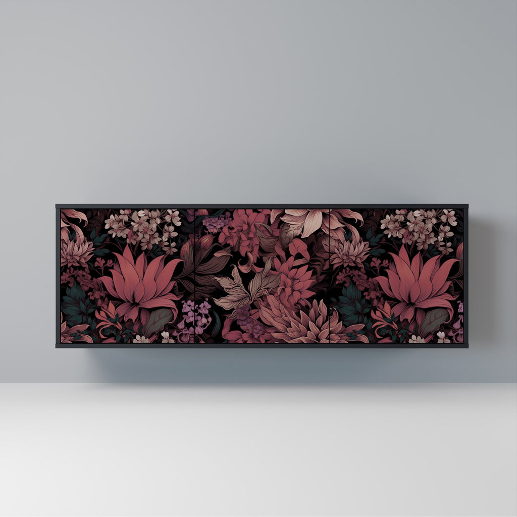 Buffet 3 portes FLORAL WHISPER finition noire