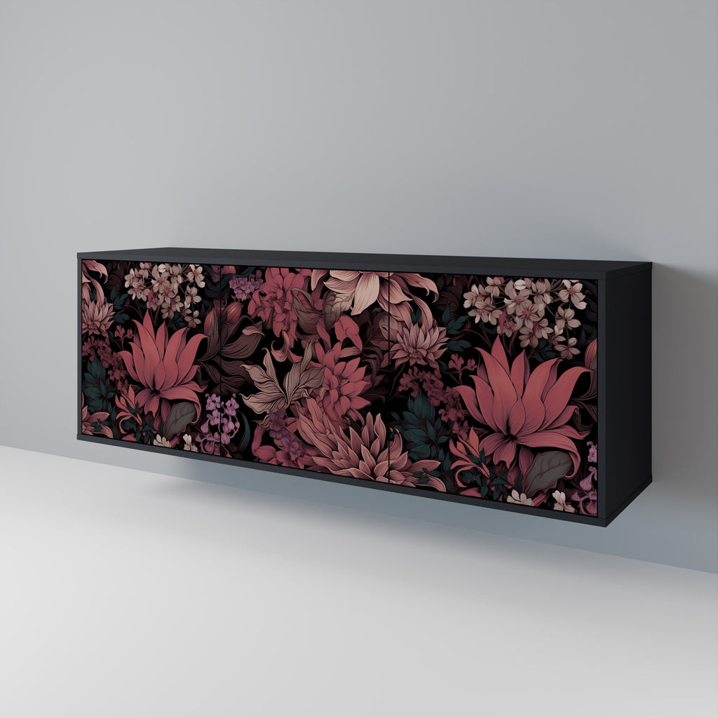 Buffet 3 portes FLORAL WHISPER finition noire