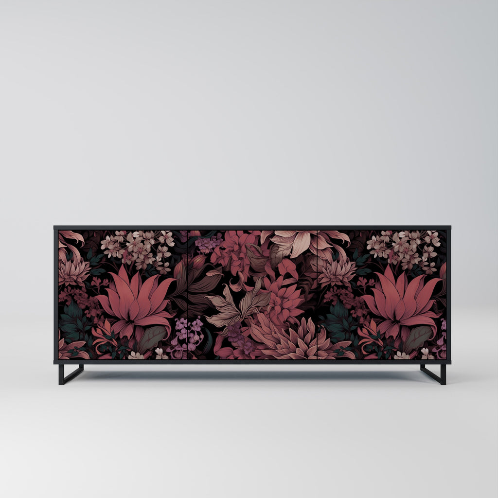 Buffet 3 portes FLORAL WHISPER finition noire