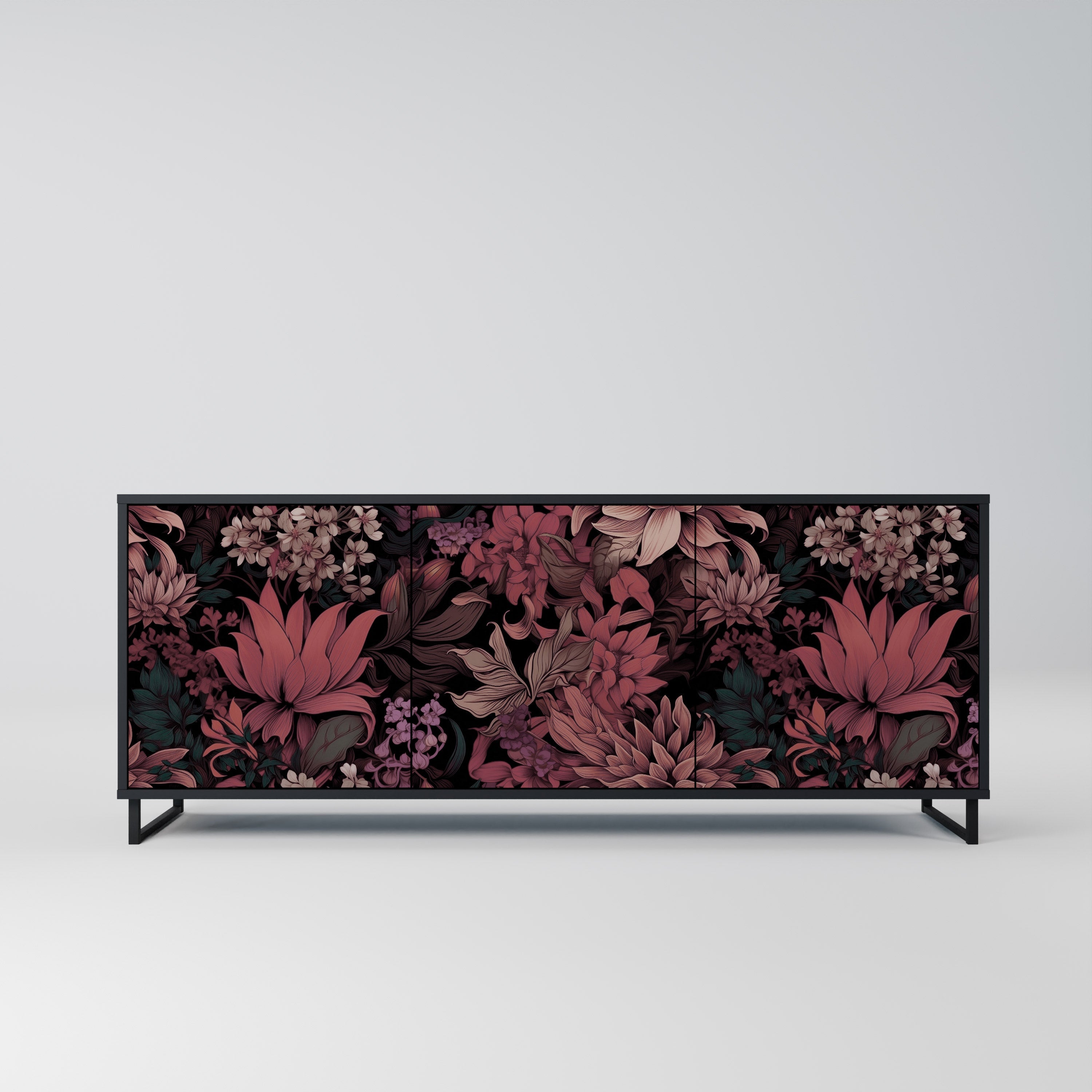 Buffet 3 portes FLORAL WHISPER finition noire