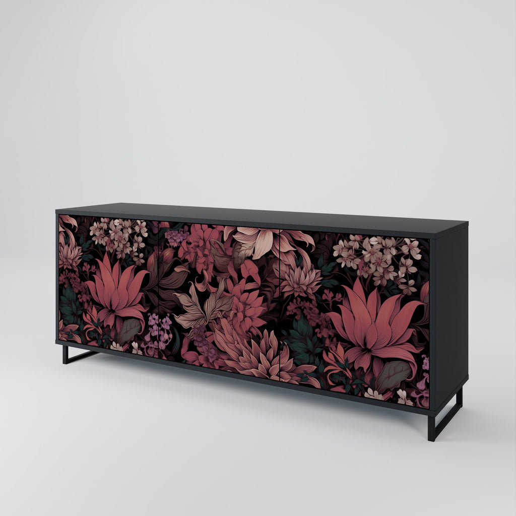 Buffet 3 portes FLORAL WHISPER finition noire