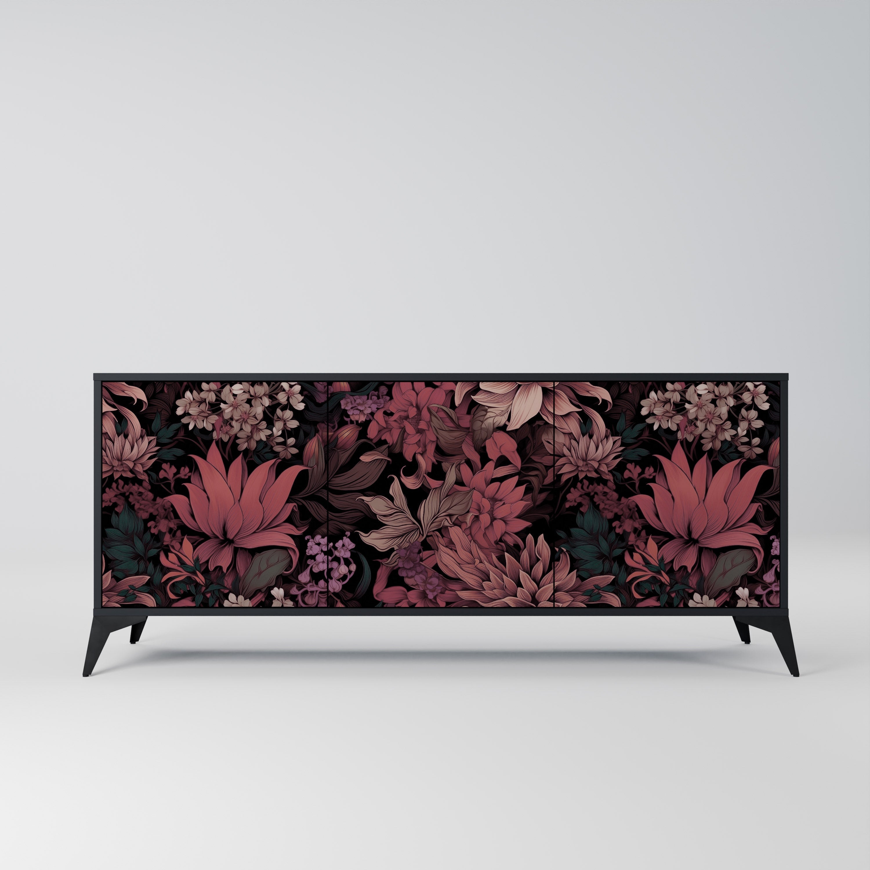 Buffet 3 portes FLORAL WHISPER finition noire