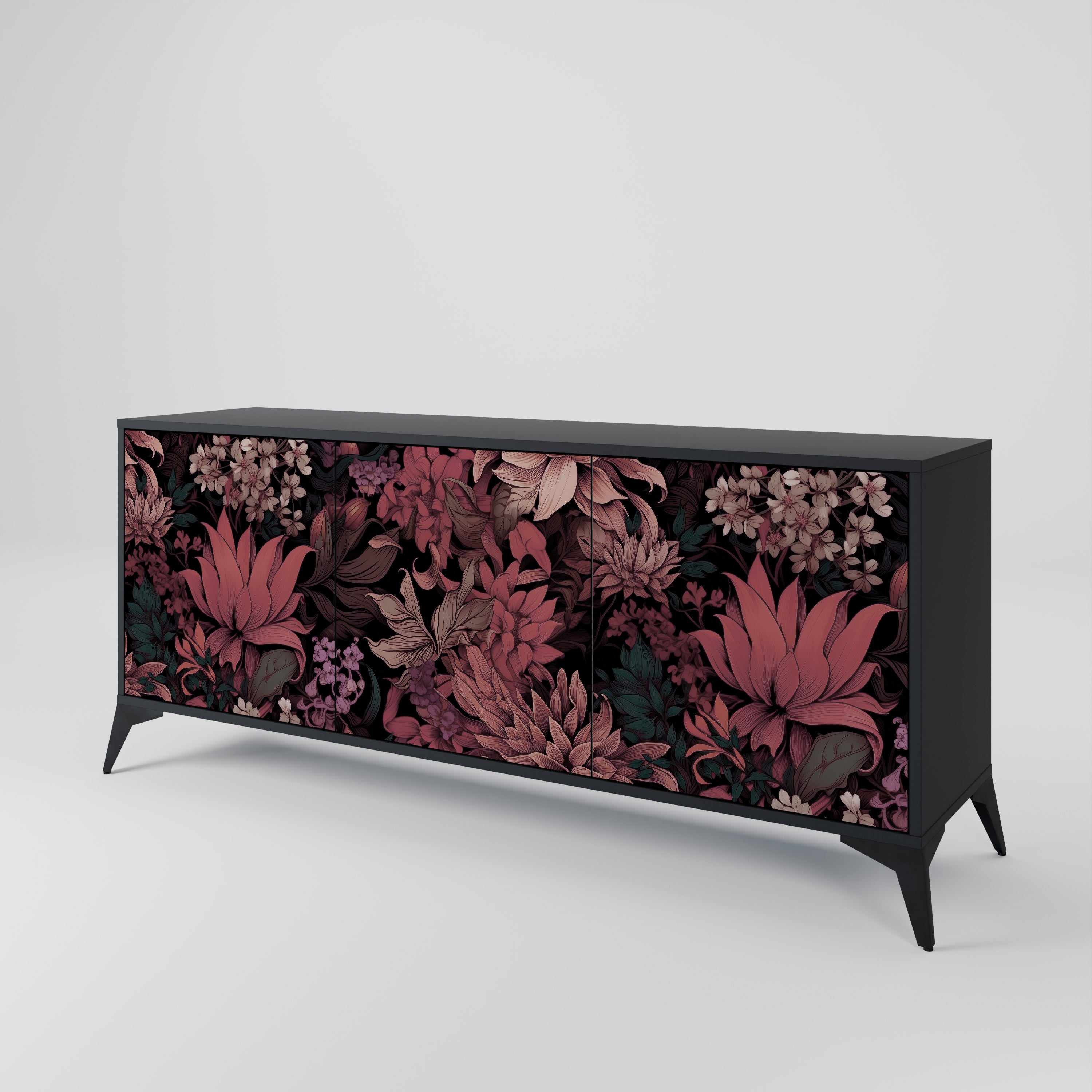 Buffet 3 portes FLORAL WHISPER finition noire