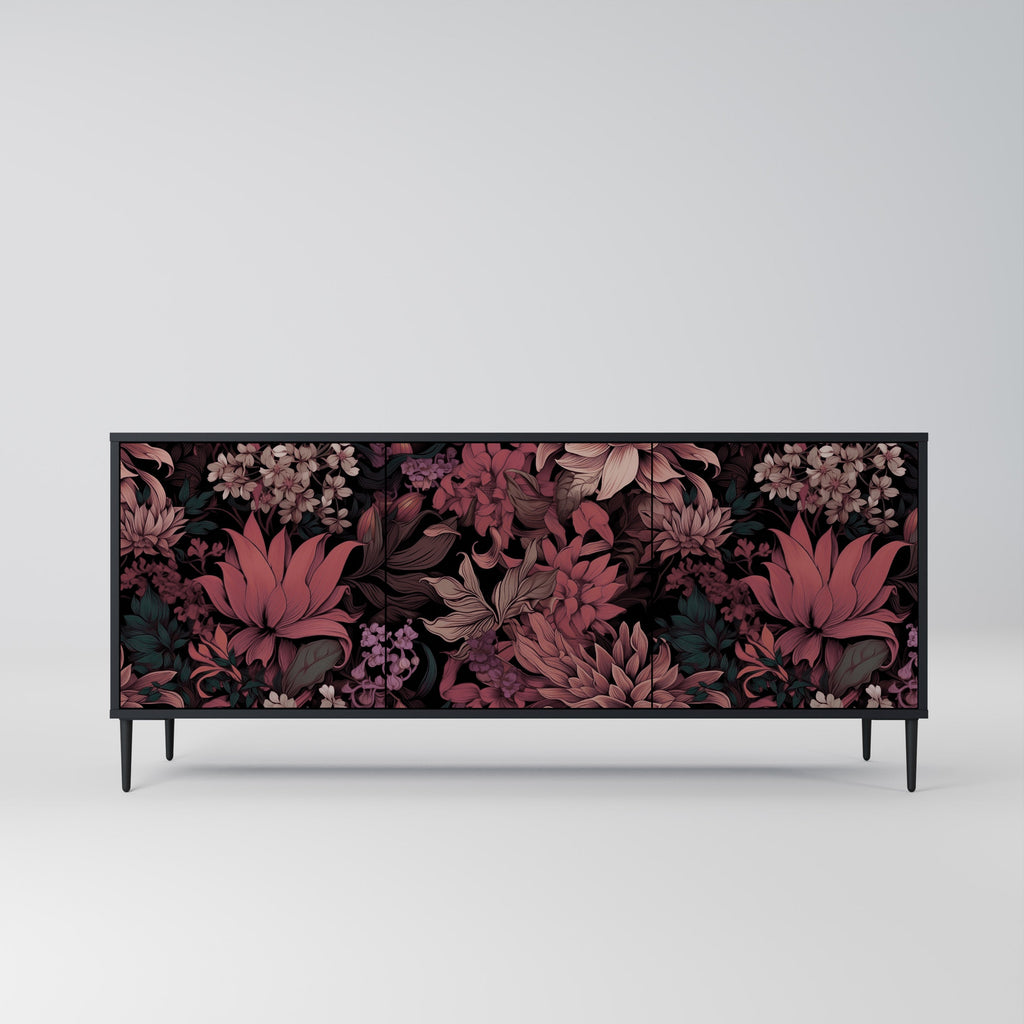 Buffet 3 portes FLORAL WHISPER finition noire