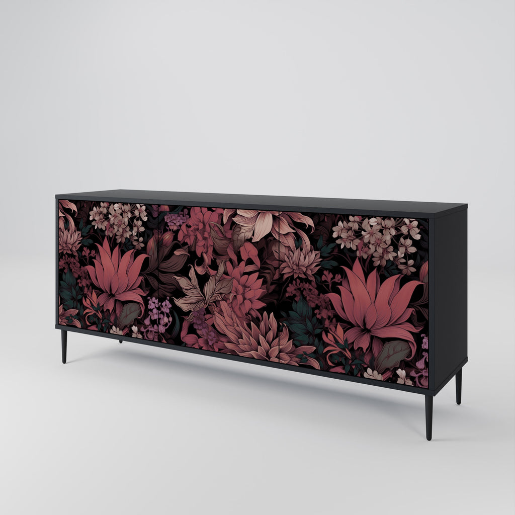 Buffet 3 portes FLORAL WHISPER finition noire