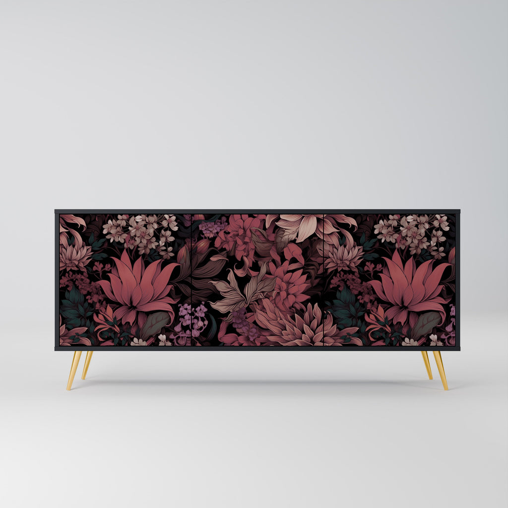 Buffet 3 portes FLORAL WHISPER finition noire