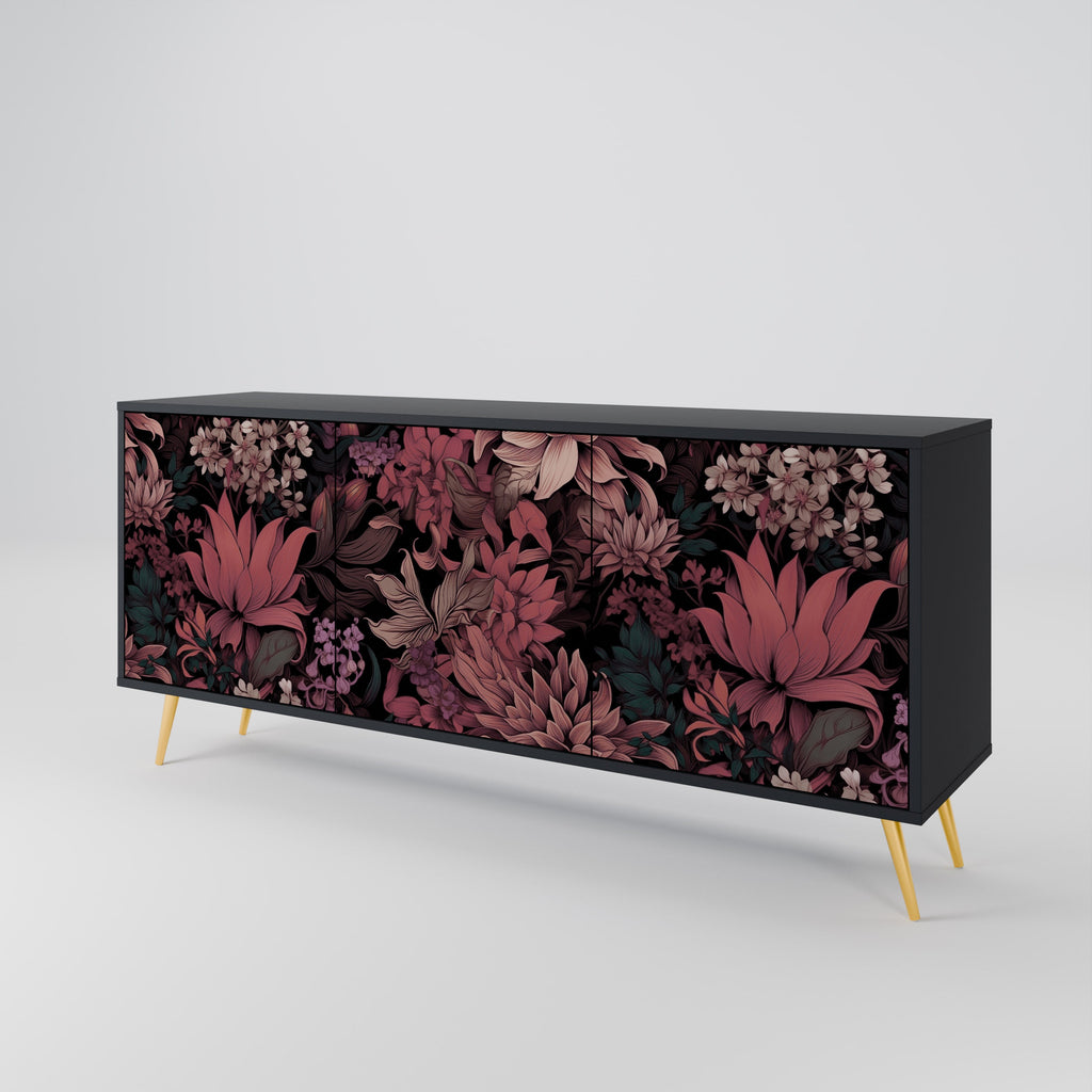 Buffet 3 portes FLORAL WHISPER finition noire