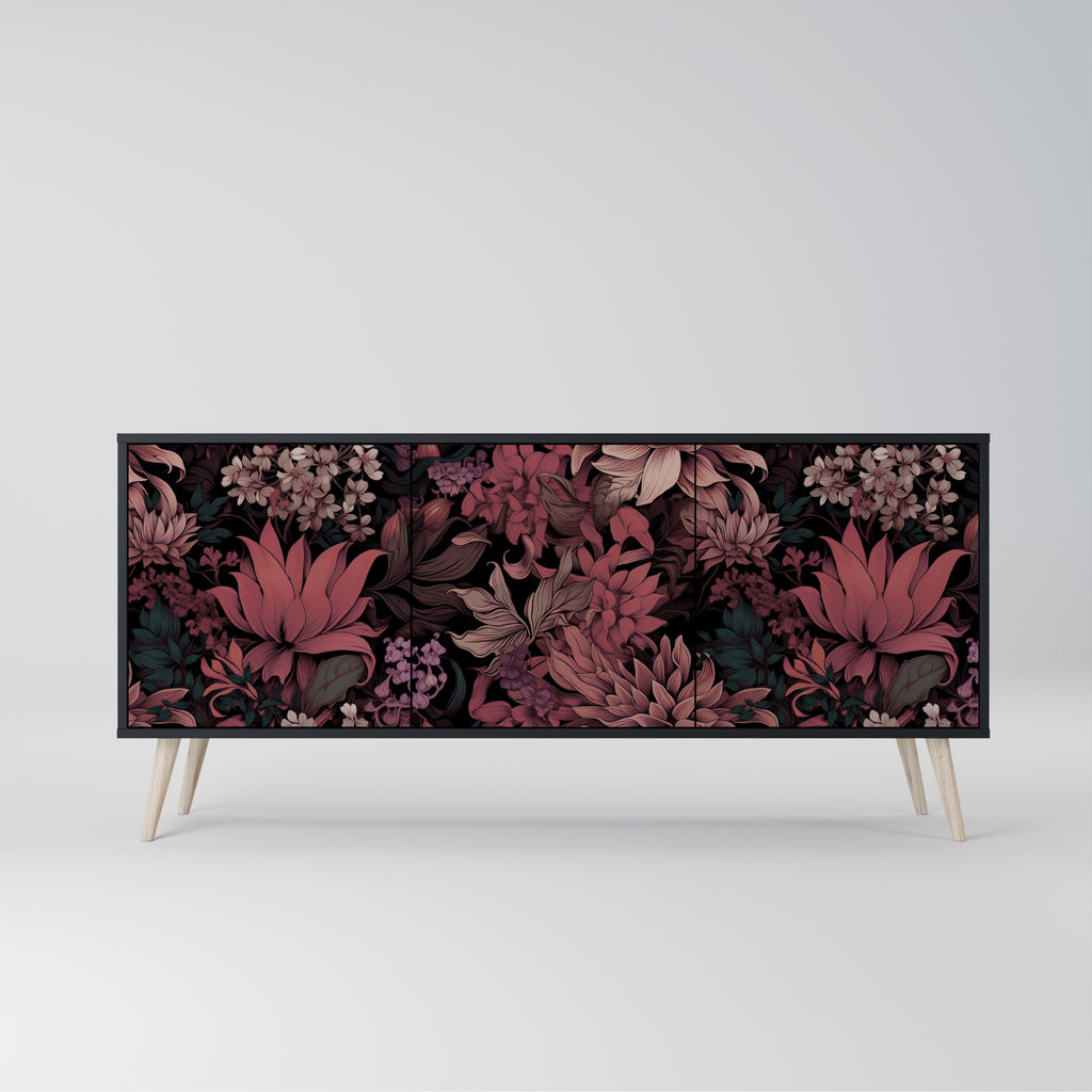 Buffet 3 portes FLORAL WHISPER finition noire