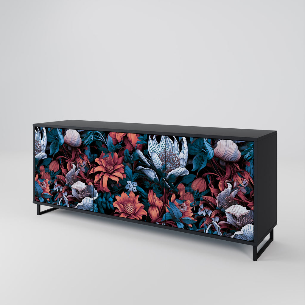 Buffet 3 portes ETHEREAL BLOSSOMS finition noire