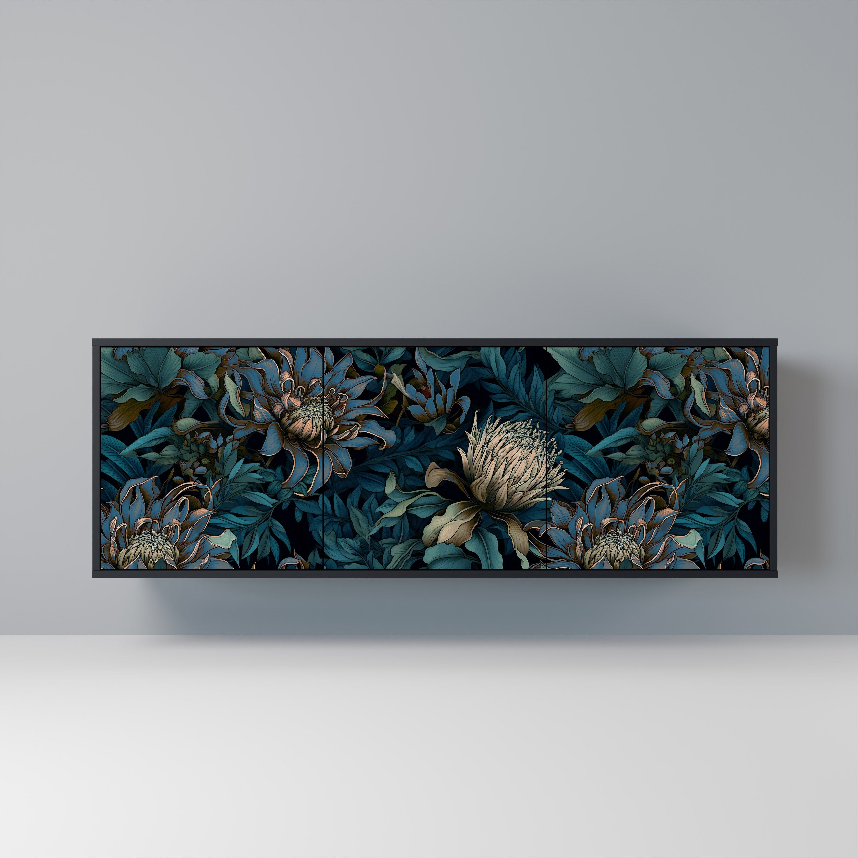 Buffet 3 portes TWILIGHT BLOOM finition noire