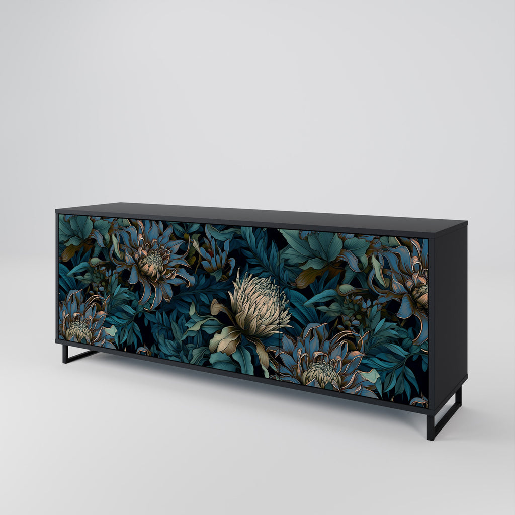 Buffet 3 portes TWILIGHT BLOOM finition noire