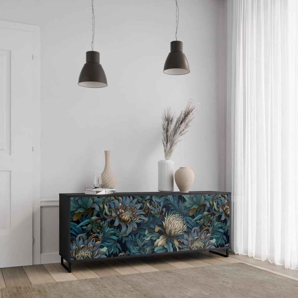Buffet 3 portes TWILIGHT BLOOM finition noire