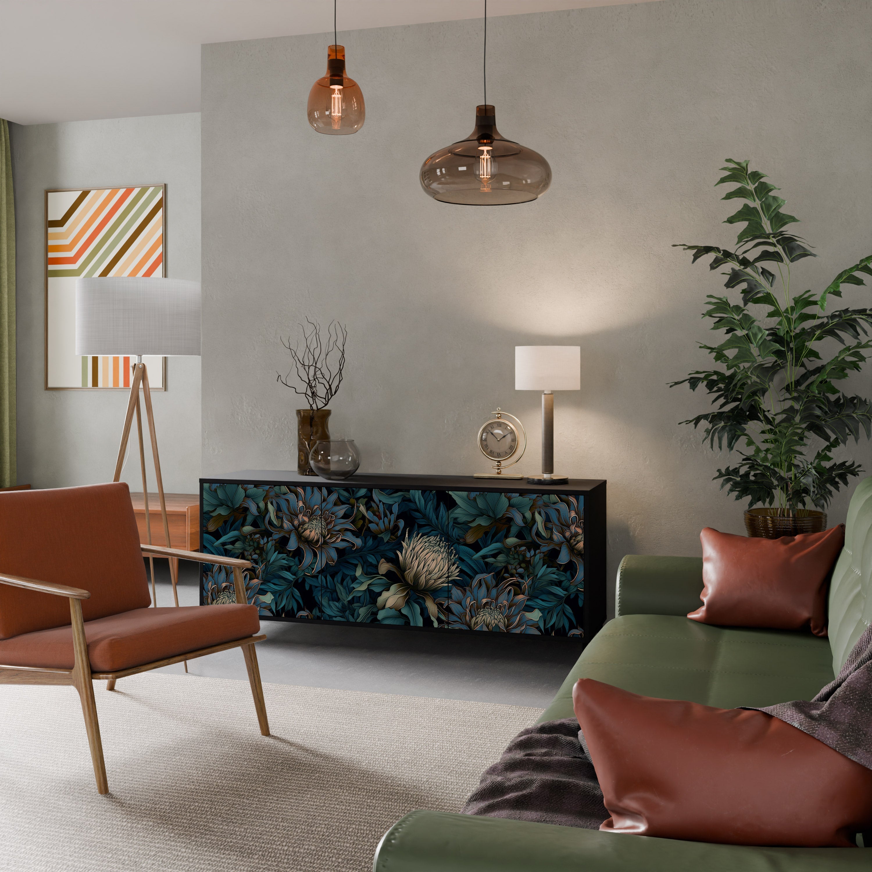 Buffet 3 portes TWILIGHT BLOOM finition noire