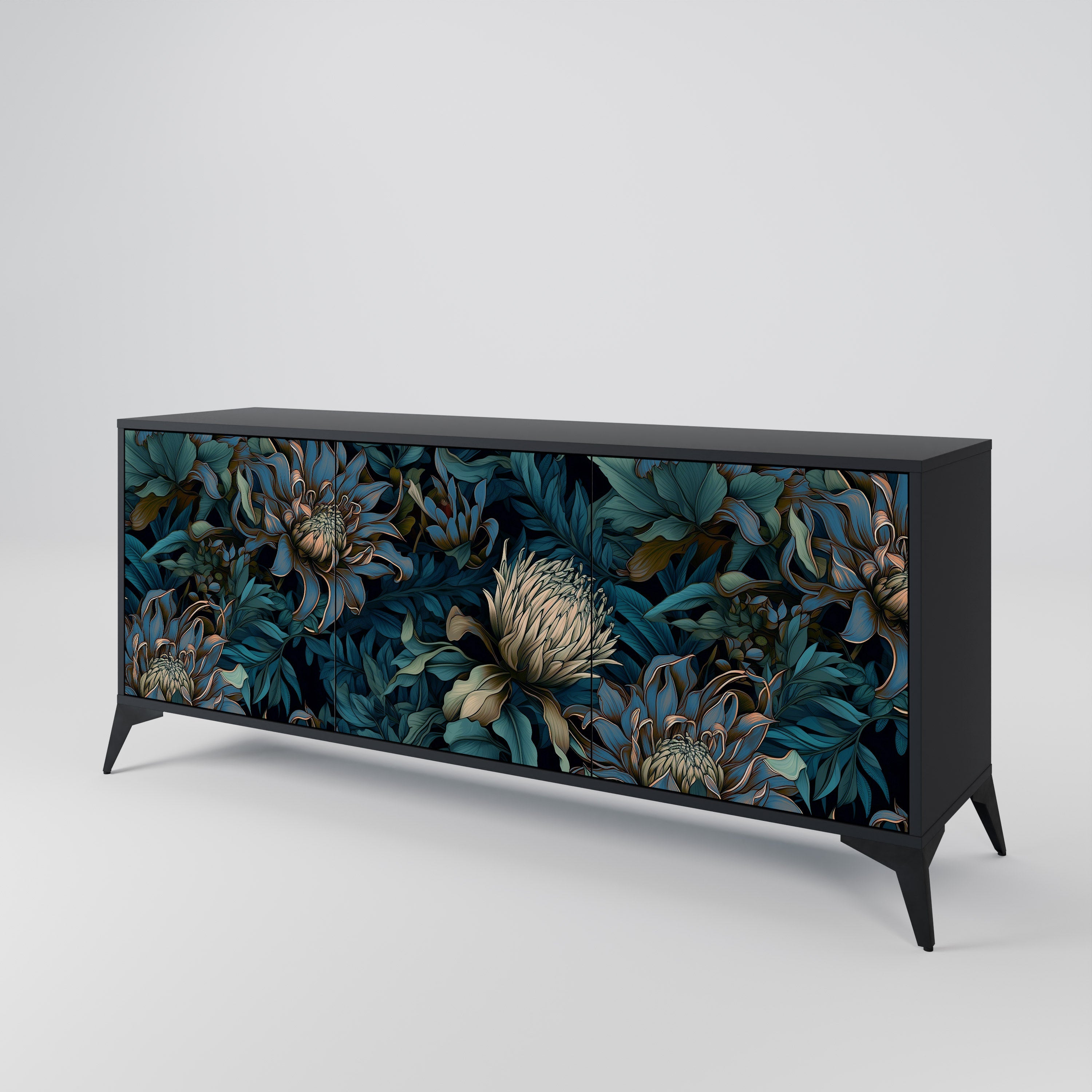 Buffet 3 portes TWILIGHT BLOOM finition noire