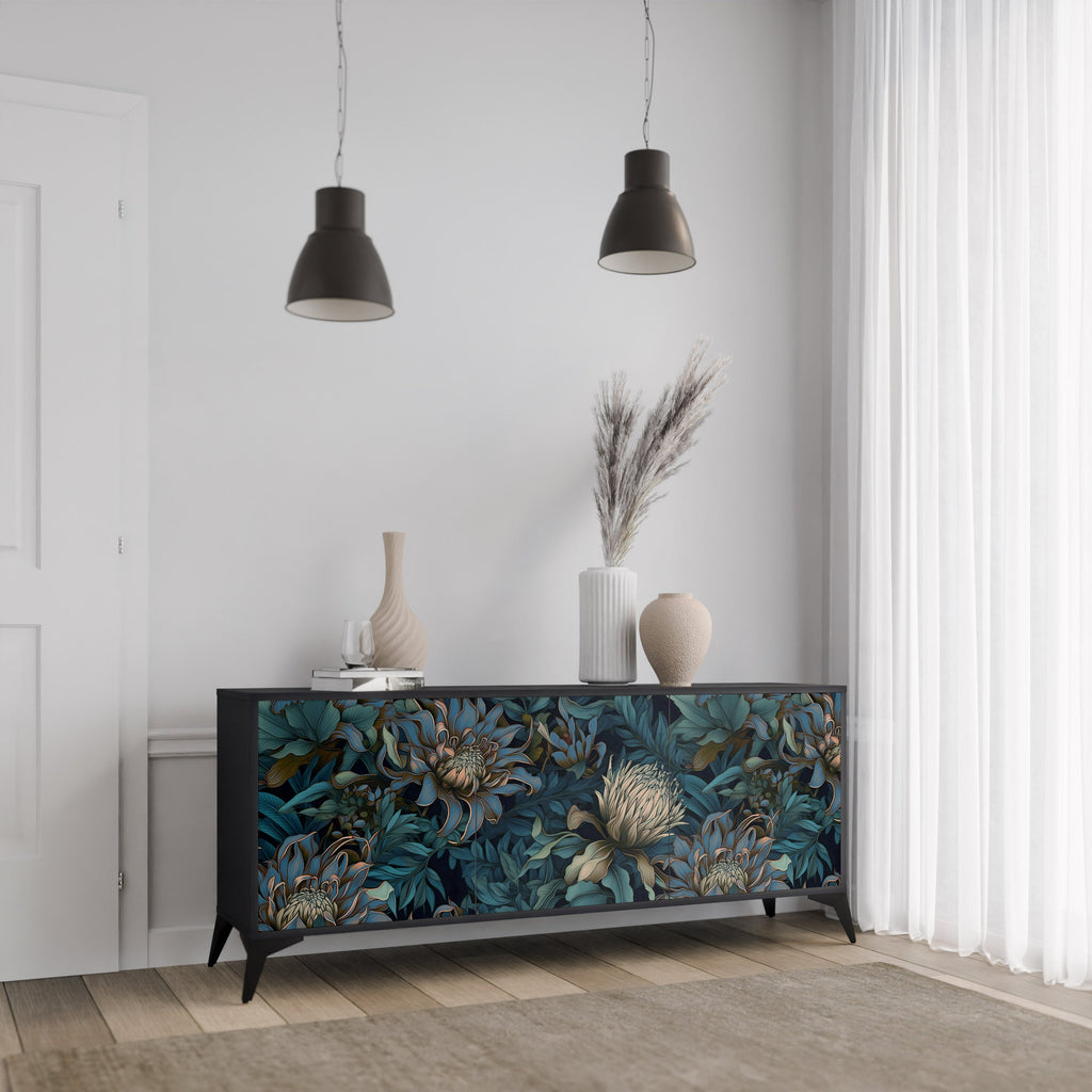 Buffet 3 portes TWILIGHT BLOOM finition noire