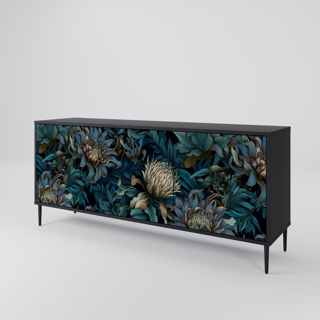 Buffet 3 portes TWILIGHT BLOOM finition noire