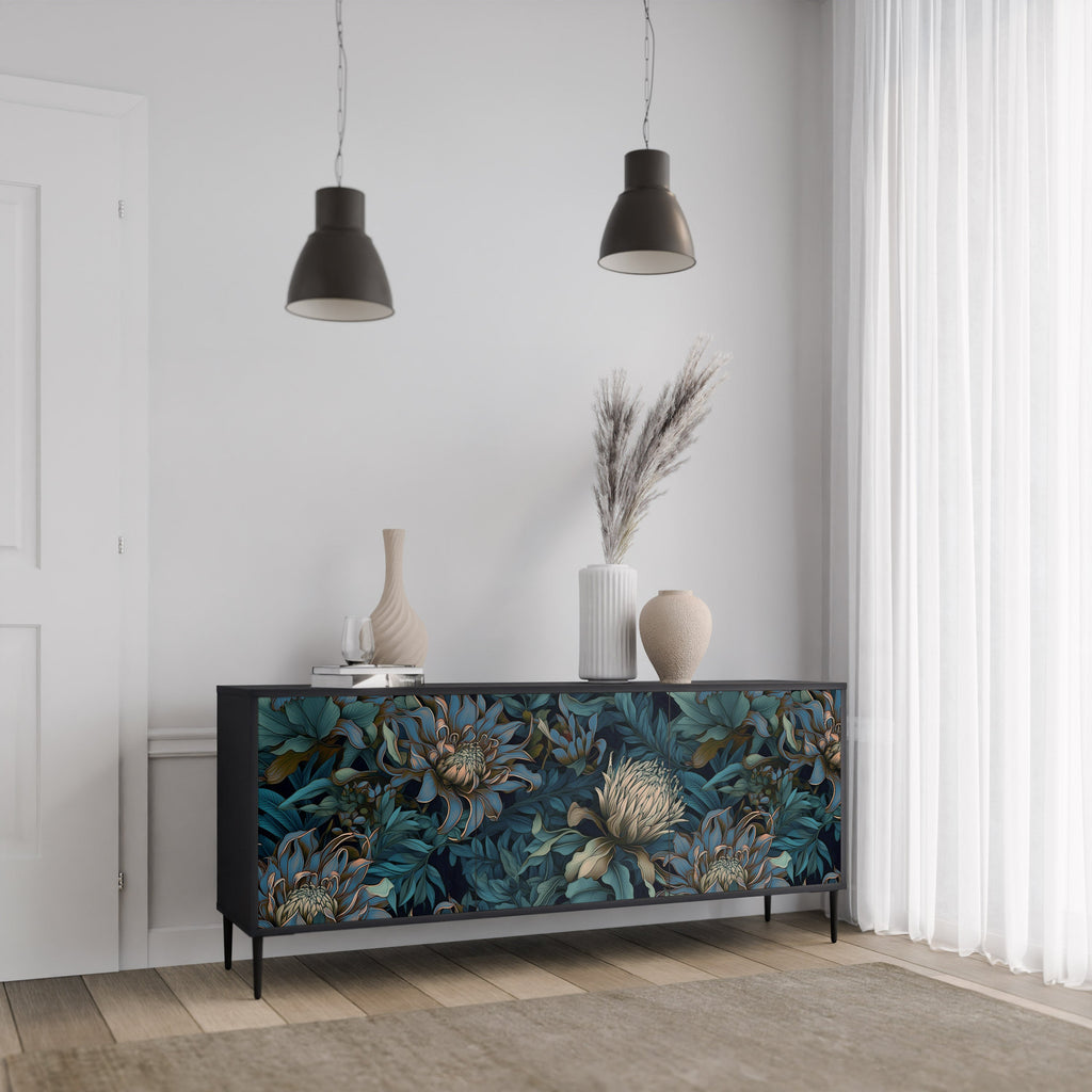 Buffet 3 portes TWILIGHT BLOOM finition noire