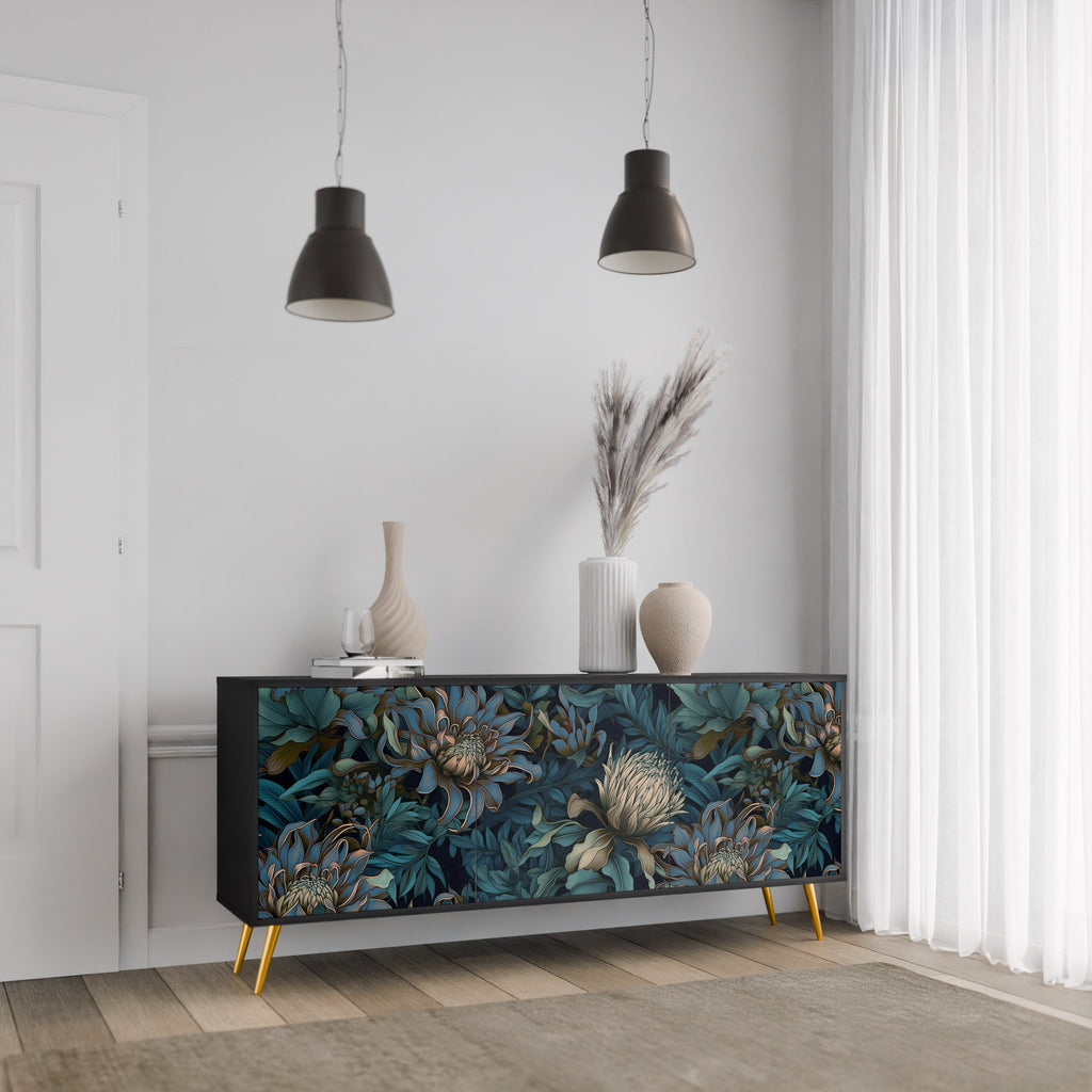 Buffet 3 portes TWILIGHT BLOOM finition noire