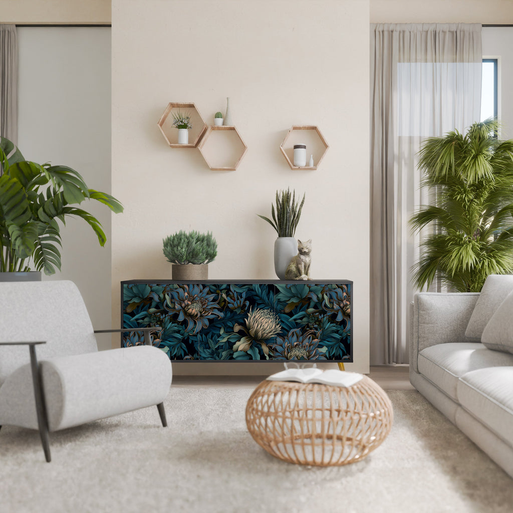 Buffet 3 portes TWILIGHT BLOOM finition noire