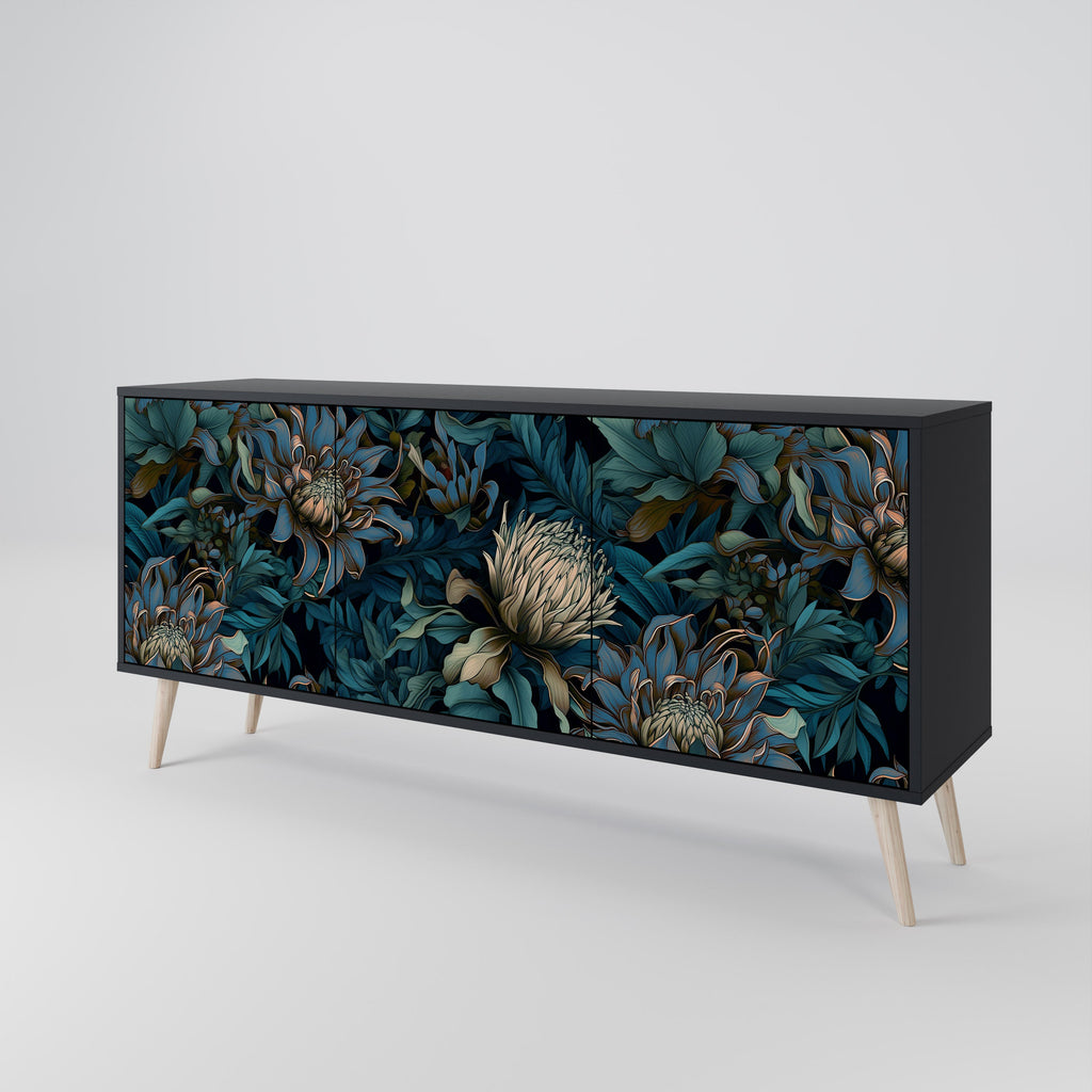 Buffet 3 portes TWILIGHT BLOOM finition noire