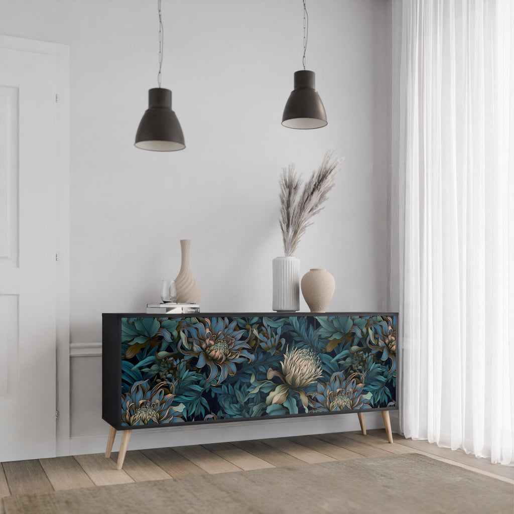 Buffet 3 portes TWILIGHT BLOOM finition noire