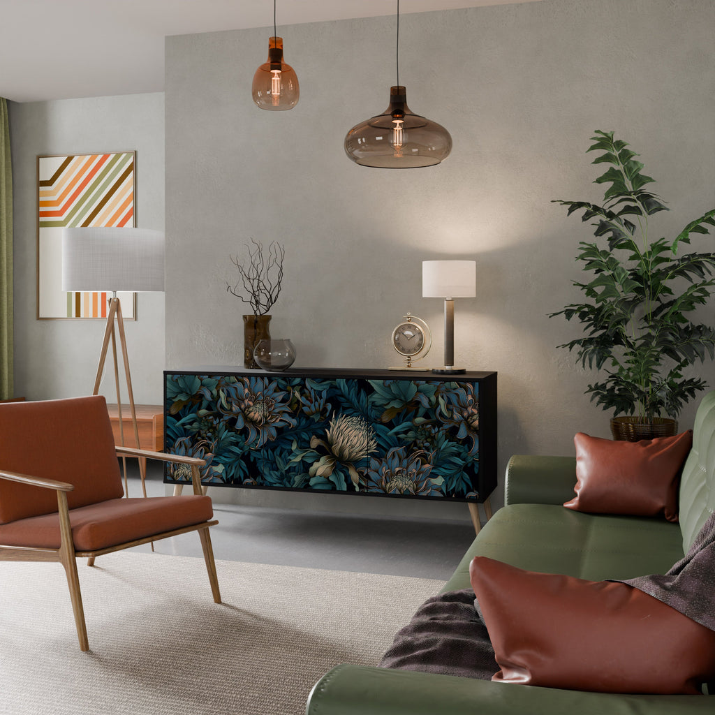 Buffet 3 portes TWILIGHT BLOOM finition noire