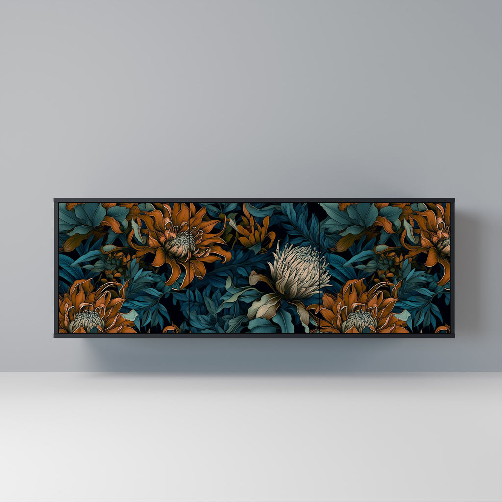 Buffet 3 portes MORNING BLOOM finition noire