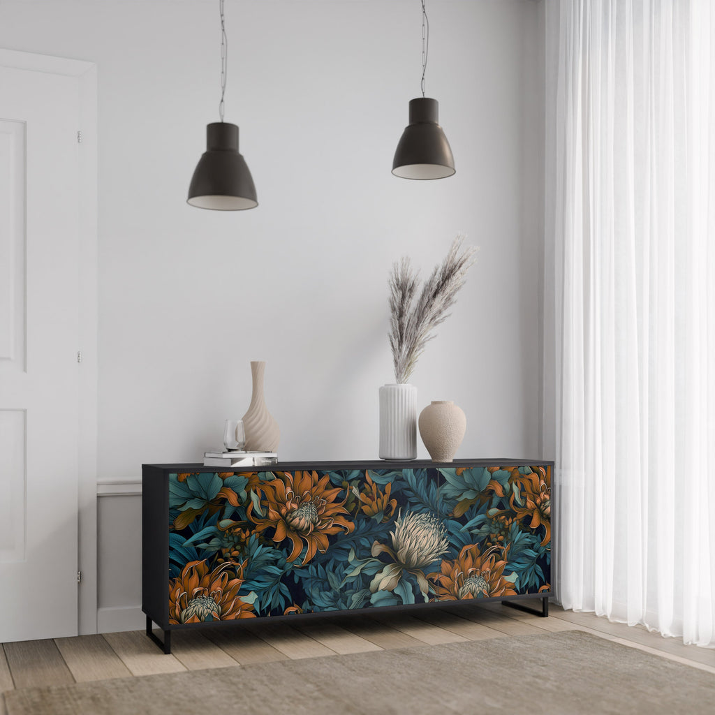 Buffet 3 portes MORNING BLOOM finition noire