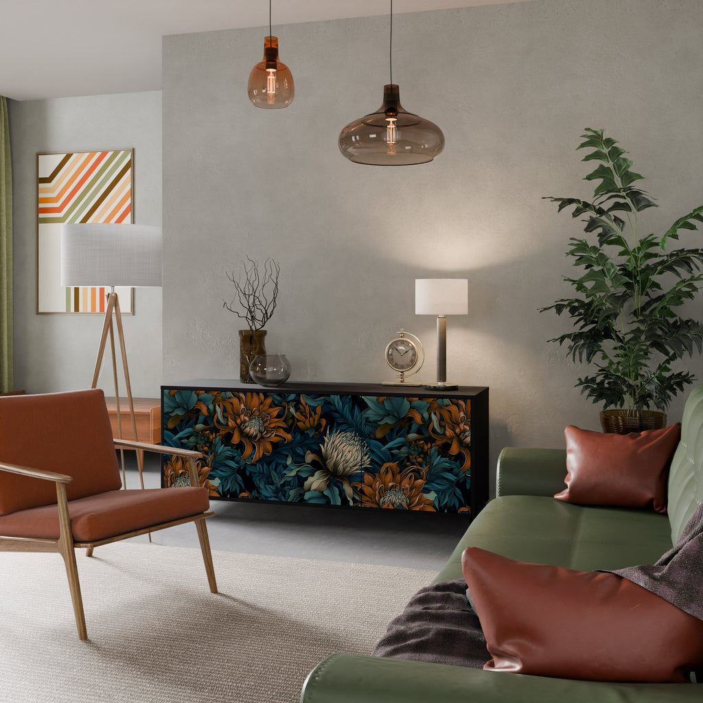 Buffet 3 portes MORNING BLOOM finition noire