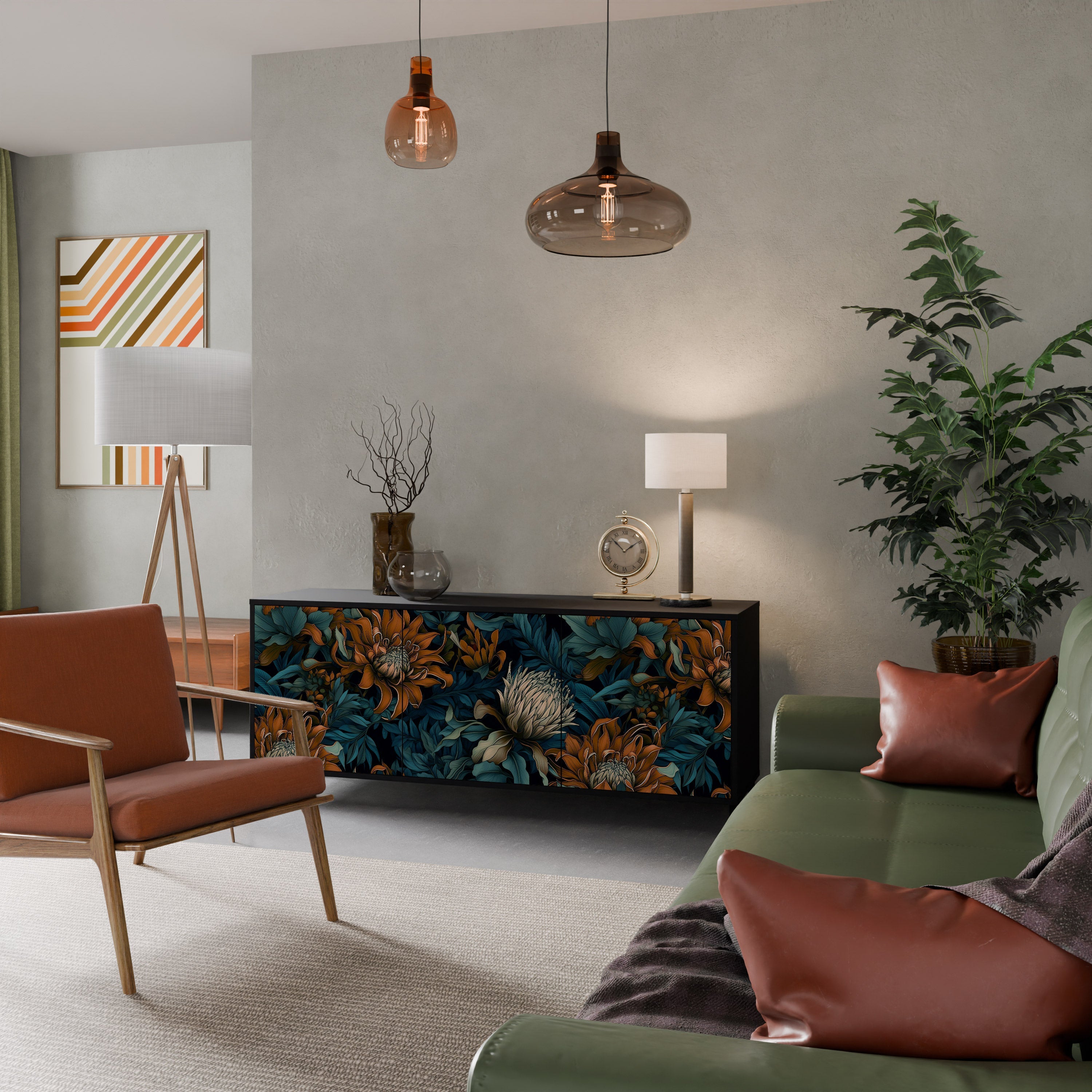 Buffet 3 portes MORNING BLOOM finition noire