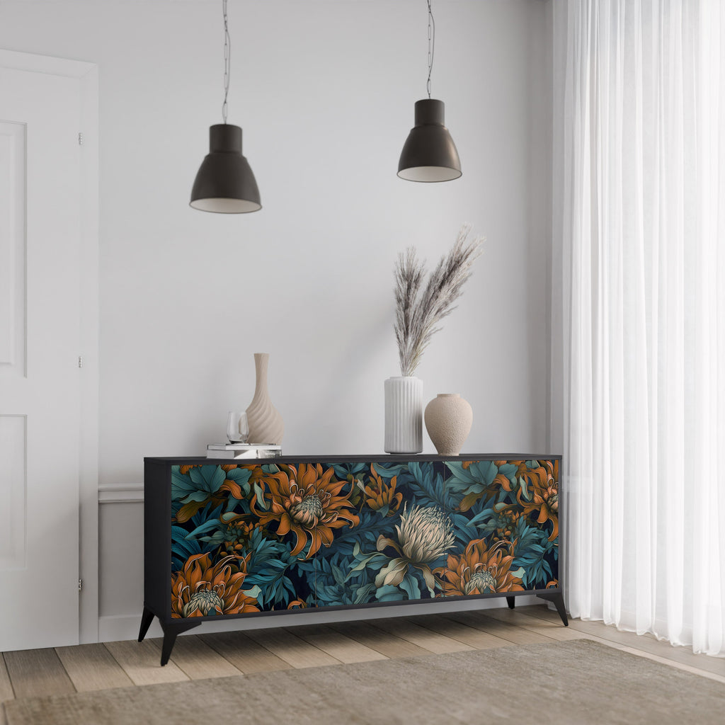 Buffet 3 portes MORNING BLOOM finition noire