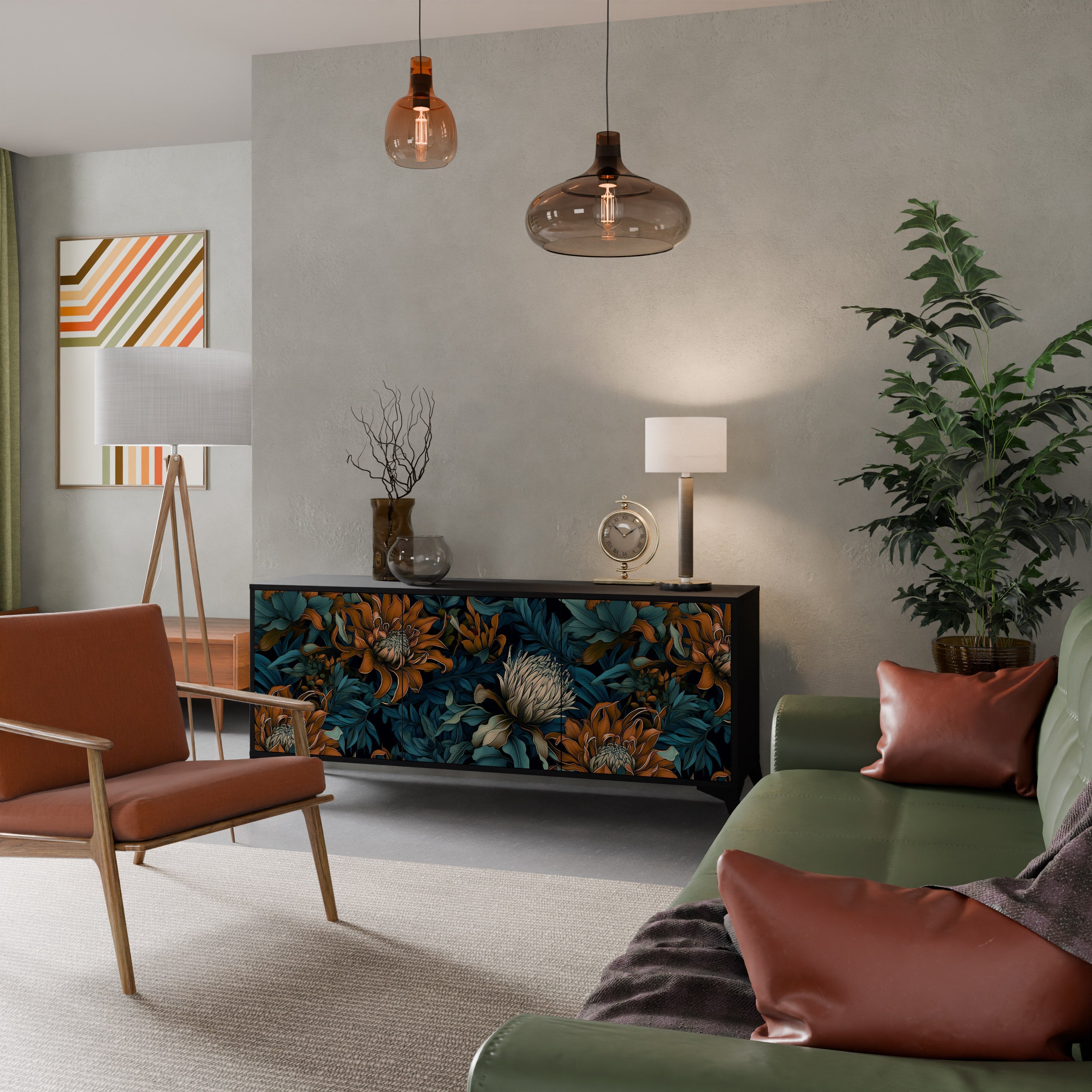 Buffet 3 portes MORNING BLOOM finition noire