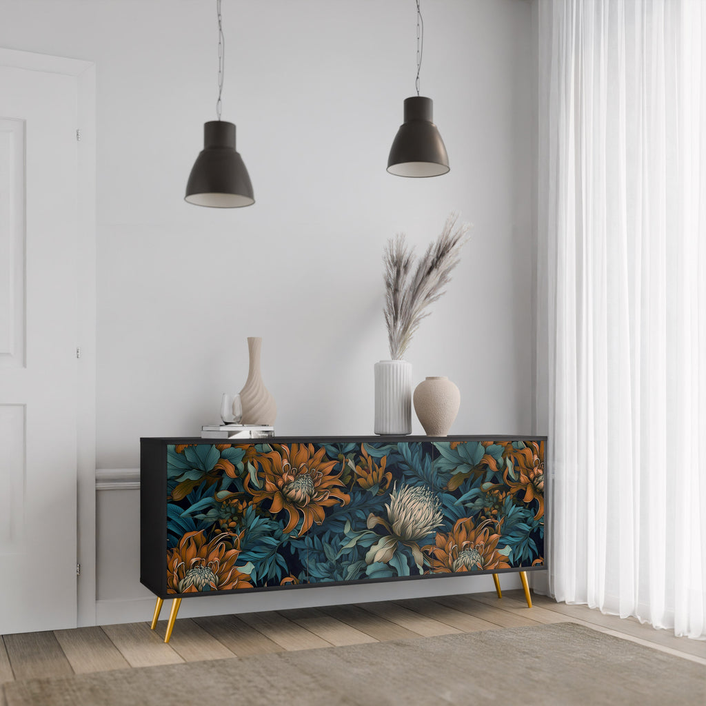 Buffet 3 portes MORNING BLOOM finition noire