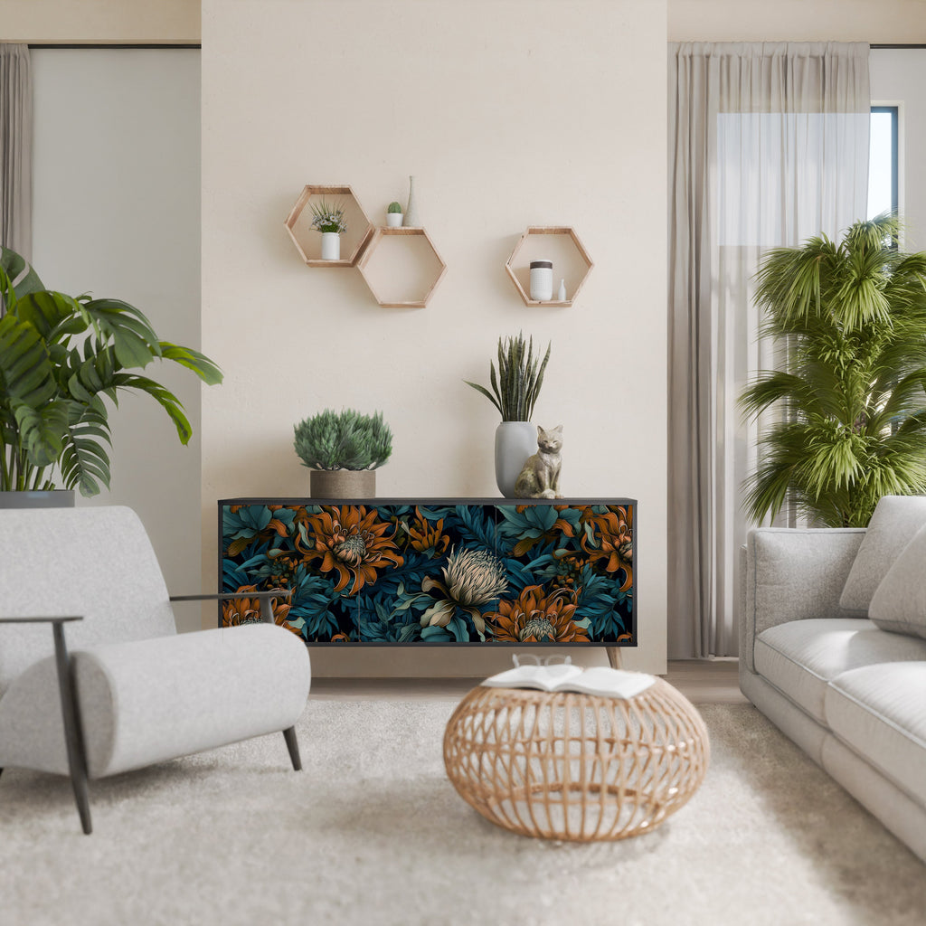 Buffet 3 portes MORNING BLOOM finition noire