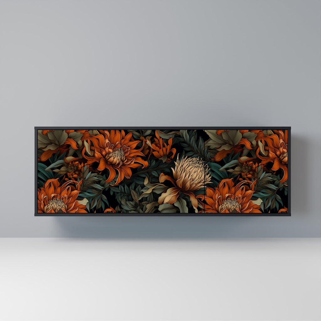 Buffet 3 portes DAWN BLOOM finition noire