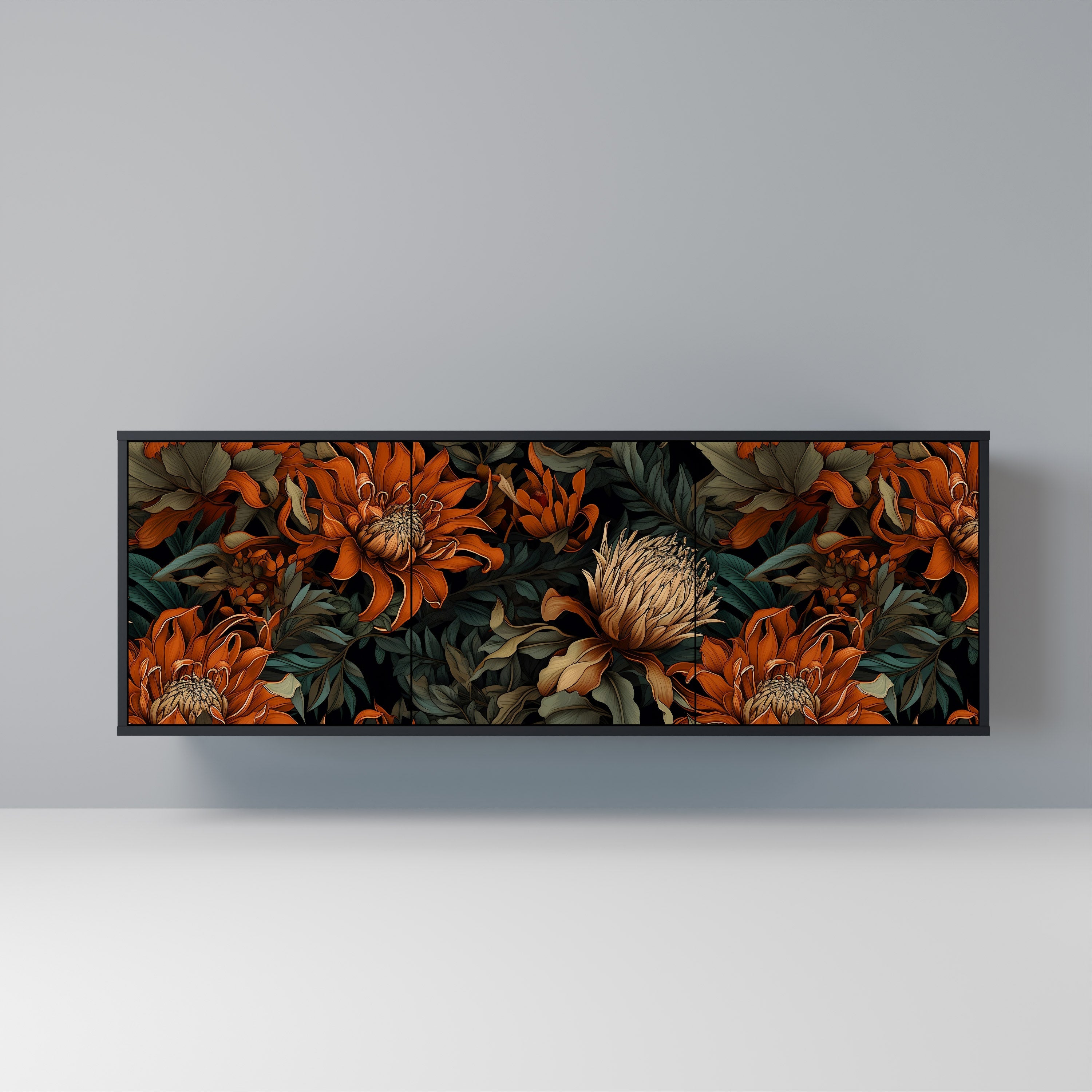 Buffet 3 portes DAWN BLOOM finition noire