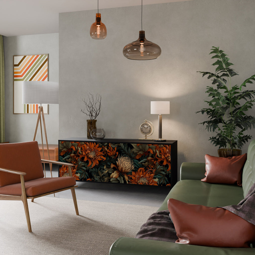 Buffet 3 portes DAWN BLOOM finition noire