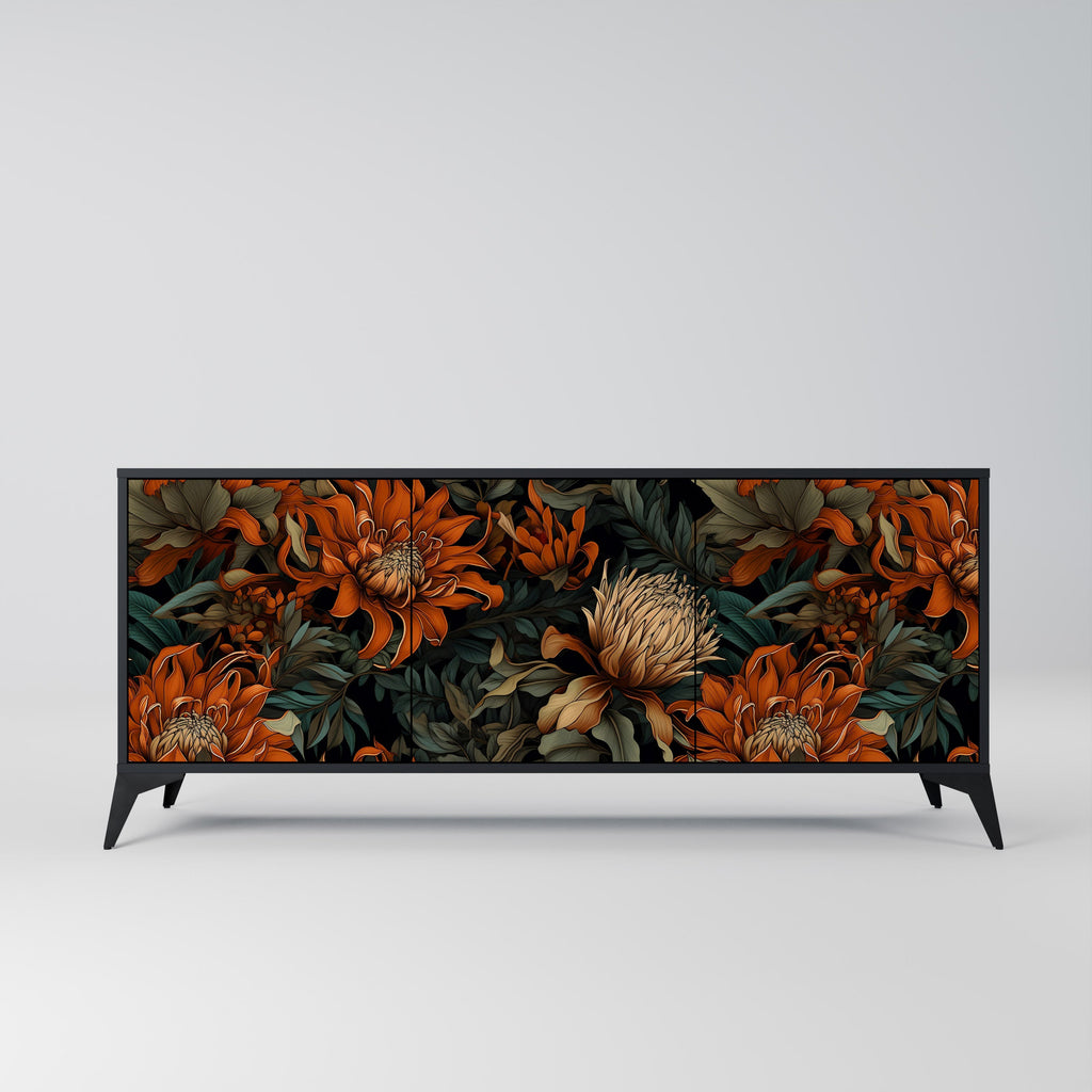 Buffet 3 portes DAWN BLOOM finition noire