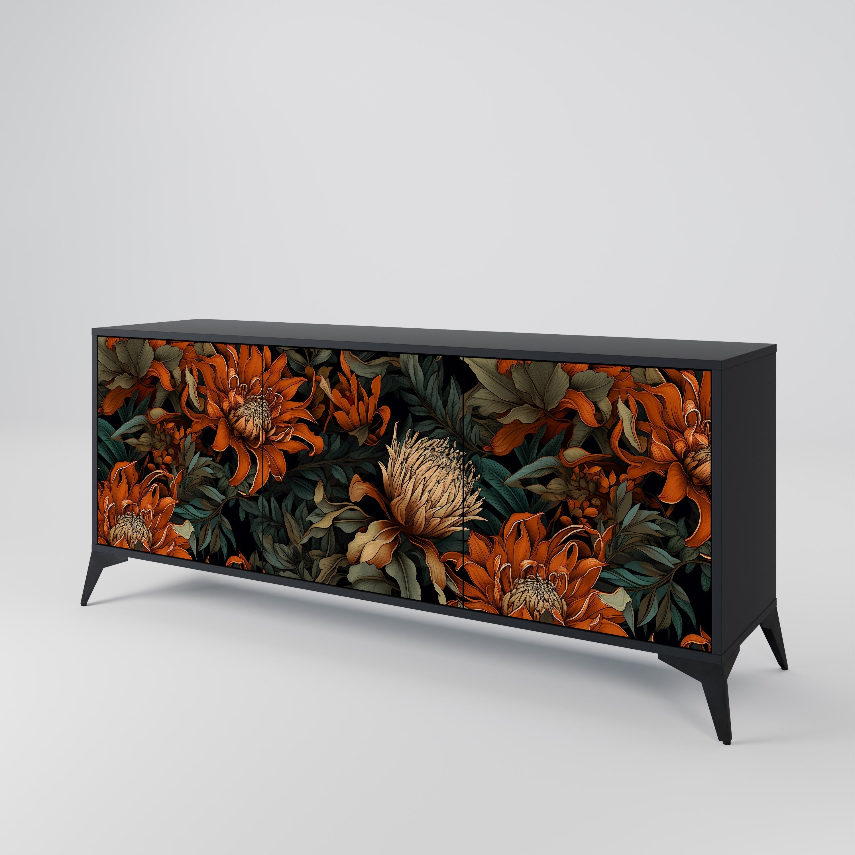 Buffet 3 portes DAWN BLOOM finition noire